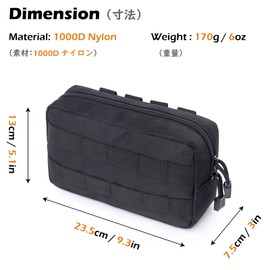 TRIWONDER Molle Pouch, Survival Game Pouch, Tactical Military Bag, Belt Pack, Fishing, Gadget Pouch (Black)