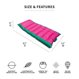 Big Joe Kona No Inflation Needed Pool Lounger with Headrest, Summer Melon Double Sided Mesh, Quick Draining Fabric, 5.5 feet Big