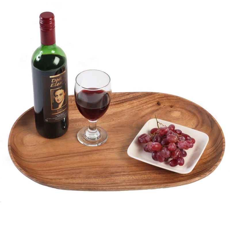 Woodard & Charles 18-Inch Oval Tray, Extra Large, Natural Acacia