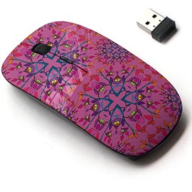 CJCBROES 2.4G Wireless Mouse with Cute Pattern Design for All Laptops and Desktops with Nano Receiver - Psychedelic 60s Hippie Floral