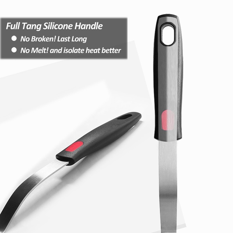 Silicone Pancake Spatula Turner with Lengthened Handle, Heat Resistant Cooking