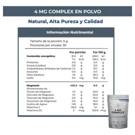 Naíma Magnesio Complex 150g en Polvo Sin Sabor con Inulina de Agave, Vitamina C y D3