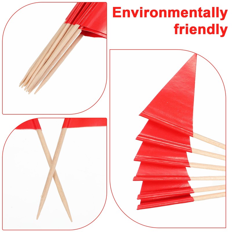 YBEATY 100 PCS Solid Red Toothpick Flags Small Mini Solid