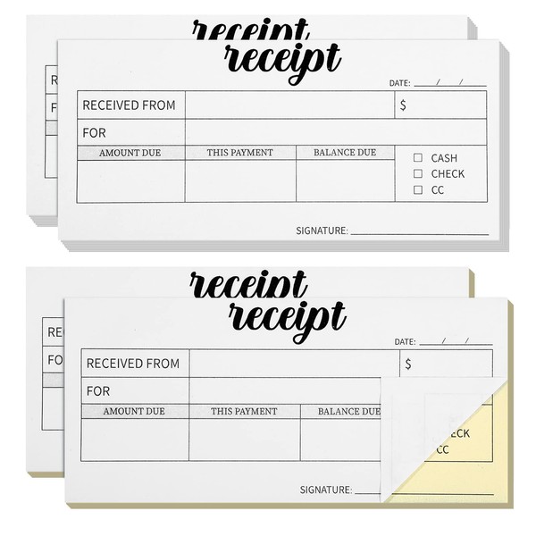 Spakon 4 Pieces Receipt Books Carbonless Pocket Size Receipt Book