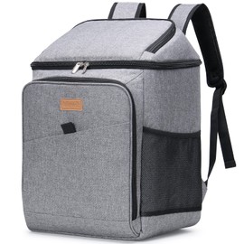 Lifewit Insulated Soft Cooler Bag Cooler Backpack, 26L 34-Can Leakproof Soft-Sided Cooling Bag for Beach/Picnic/Camping/Sports, Collapsible Cooler Bag, Grey