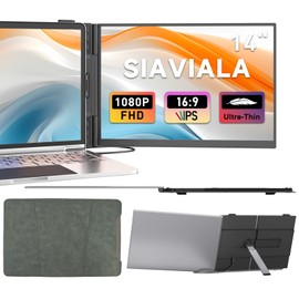 siaviala Laptop Screen Extender, 2025 Upgraded Ultra-Thin 14” FHD 1080P Portable Monitor, Lightweight Dual Laptop Monitor Extender for 13-17.3” Laptops, Plug n Play for Windows/Mac/Android
