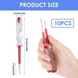 Pack of 10 Voltage Tester Phase Tester Screwdriver Chamfer Tester 45200 100 V ~ 500 V GS Tested According to DIN VDE 0680, Robust Screwdriver Blade Made of Hardened Tool Steel C60 Transparent/Red