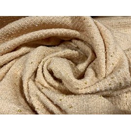 Wool Blend Heavyweight bouclé Fabric with Lurex Sparkle, per metre - clotted Cream & Gold Metallic