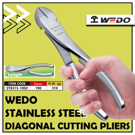 WEDO Stainless Steel Diagonal Cutter, Diagonal Cutting, Rust-proof Corrosion Resistant, Extremely Strong&Durable (6"&190mm, SS420)