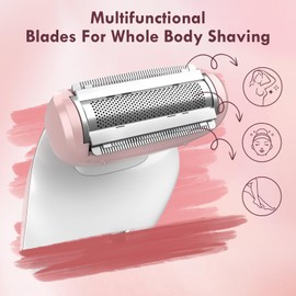 Women's Electric Razor & Bikini Trimmer for Women - 3D Floating Foil Painless Hair Removal, Dusk Razor for Face/Legs/Underarms, IPX7 Waterproof USB-C Rechargeable Electric Shaver with LED Light