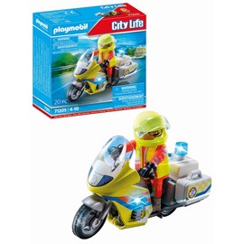 Playmobil 71205 City Life Emergency Motorcycle with Flashing Lights, emergency services Toys set, Fun Imaginative Role-Play, PlaySets Suitable for Children Ages 4+