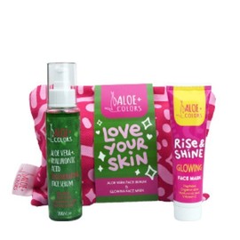 Aloe Plus Colors Gift Bag Face Aloe Vera & Hyaluronic Acid Regenerating Face Serum, 100ml & Rise & Shine Glowing Face Mask, 55ml