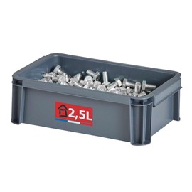 SUNDIS Master Box 2.5L Recycled Plastic Storage Box Robust and Reinforced Stackable and Combinable Ideal for Workshop, DIY or Transport