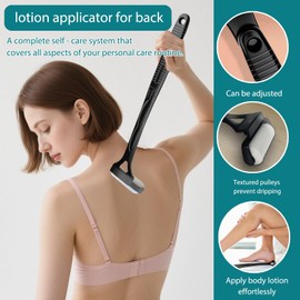 Foldable Lotion Applicator for Back – Sunscreen Roller, Sunblock & Back Tanning Applicator – Easy Self Application Tool for Moisturizers, Creams & Oils – Ideal for Seniors & Limited Mobility (Black)