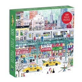 Galison Michael Storrings 500 Piece New York City Jigsaw Puzzle for Adults and Families, Holiday Puzzle with Winter Scenery in New York City