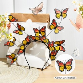 DEEKA Butterfly Headbands Fascinators Hat Costume Crown Colorful Handmade Headpiece for Women and Girls -S Orange/Yellow