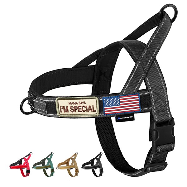 Annchwool No Pull Dog Harness with Soft Padded Handle,Reflective Strip