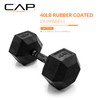 CAP Barbell 40 LB Coated Hex Dumbbell Weight with Black