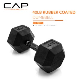 CAP Barbell 40 LB Coated Hex Dumbbell Weight with Black Handle