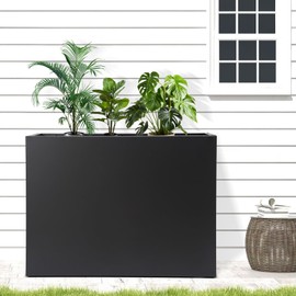 QUEMARQUE Metal Planter Box Rectangular - 36x10x28In Steel Outdoor Large Planter Modern Privacy Planters All-Weather Use with Detachable Shelf for Patio/Porch