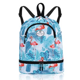 HUA ANGEL Lightweight Backpack with Drawstring Sports Backpack Women's with Shoe Compartment and Wet Compartment Waterproof Bag with Drawstring for Travel Swimming Training Beach Yoga Basketball