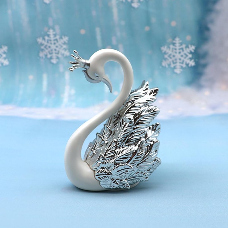 SEWACC 2pcs Couple Swan Ornaments, Mini Swan Figurines for Home