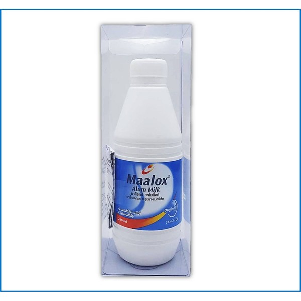Maalox Alum Milk 8.0 Fluid Ounces (International Package with English Product Leaflet) Effective for Symptomatic Relief of Peptic Ulcer, Heart Burn, Dyspepsia Due to Excessive Gastric Acid