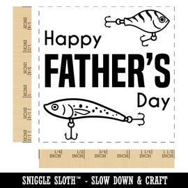 Happy Father's Day Fishing Lure Bait Self-Inking Rubber Stamp Ink Stamper - 1-1/2 Inch Large - Blue Ink