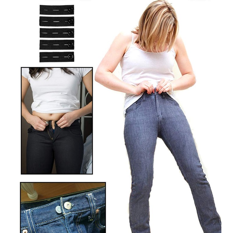 Rmeet Waist Extenders,Elastic Collar Extender 5 Pack Waist Button Extender