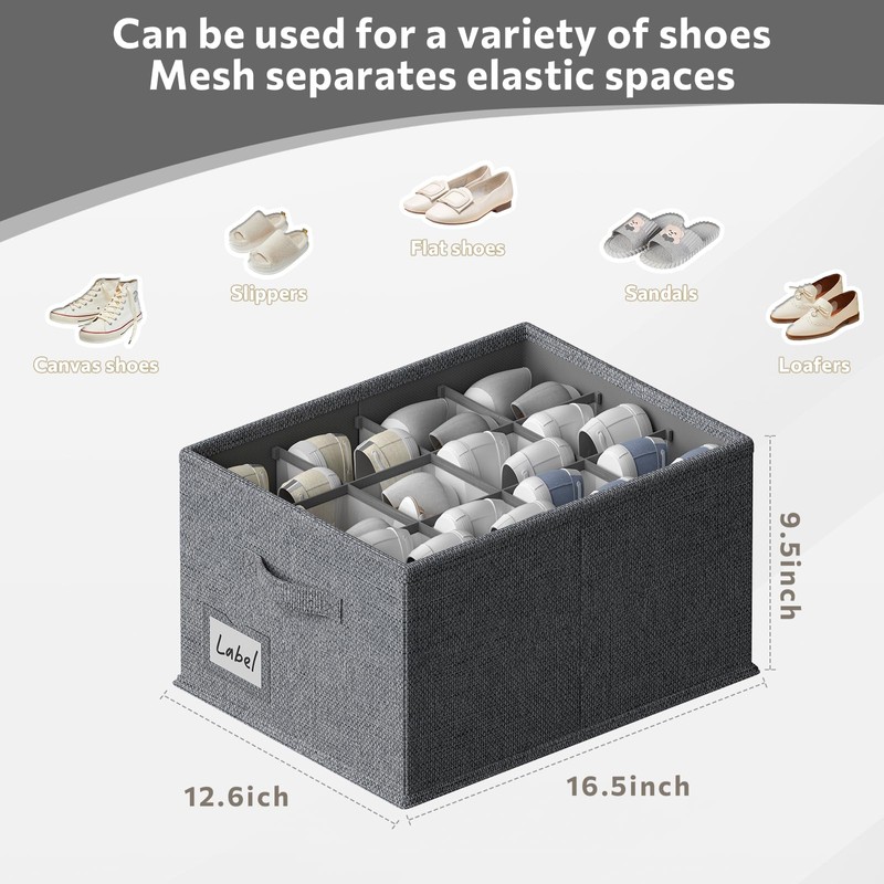 FHSQX 2 Pack Shoe Organizer for Closet,Fits up to 24