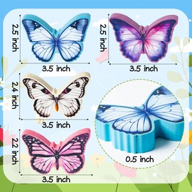 WATINC 4PCS Spring Butterfly Wooden Signs, Summer Tiered Tray Decorations, Double-sided Butterfly Printed Wood Tabletop Centerpiece Sign, Butterflies Farmhouse Rustic Party Decor for Home Kitchen