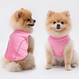 Idepet 2 Pack Dog Shirts with Reflective Strip Soft Breathable Sleeveless Pet T-Shirts for Small Medium Dogs & Cats Waterproof Puppy Vest Cute Lightweight Summer Wear Clothes(Pink&Green,XX-Large)