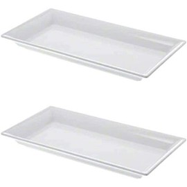 American Metalcraft MEL19 Endurance Melamine Rectangular Platter, 14.25" x 7.5", White (Two Pack)