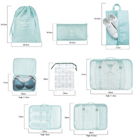 12Pcs Packing Travel Cubes for Suitcase Luggage Organizers with 5 Drawstring Bags,Suitcase Organiser Bag with Waterproof Shoe Storage Bag Compression Pouches