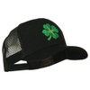 Four Leaf Clover Embroidered Trucker Cap - Black OSFM