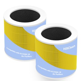 2 Pack A1 Pet Replacement Filter Compatible with VEWIOR Air Purifier HQSC-50, HQKJ-80, AMEIFU AP01W, KOIOS HQKJ-50，3-in-1 H13 True HEPA Air Cleaner Filter