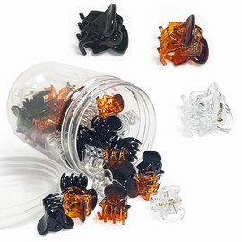 Durable Small Hair Clips - Stylish gril/women/baby Hair Claw Clips | Stays In Place Without Pulling or Snagging,Strong Grip, | Durable Plastic, Sturdy - Tortoise & Black & Clear, 48 Pcs