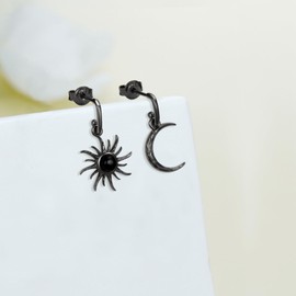 Gothic Earrings 925 Sterling Silver Goth Sun and Moon Earrings Gothic Jewelry Gifts for Women