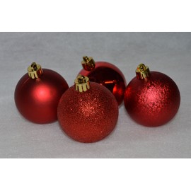 Decoris 30 Christmas Tree Baubles Decorations 60MM - Christmas Red 340710 by Decoris