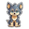 Set of 3 - Cute Wolf Puppy Cartoon Vinyl Decal