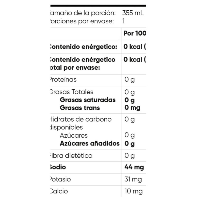 Bebida Gasificada Con Electrolitos, 0 Azúcar 0 Cafeína 0 Calorías,