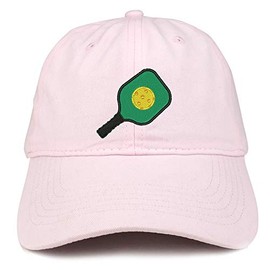 Trendy Apparel Shop Pickleball and Paddle - Gorro de algodón bordado para papá, Rosa claro, Talla única