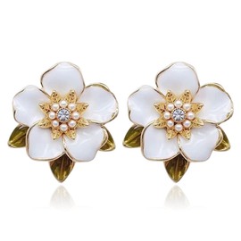 Fuvirou Elegant Flower Studs Earrings Cute Camellia Stud Earrings Chic Jewelry Gift for Women (camellia)