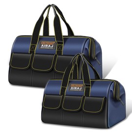Tool Bag 2-Pack Set | AIRAJ 16" & 18" Portable Tool Storage Bag | Wide Mouth Tool Bags for Men and Women | Small Tool Tote | Tool Organizer for Home Repairs,Garage Storage,Professional Work | Tool Box
