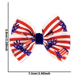 4th Of July American Flag Arm and Top Hat Hair Clips Patriotic Bows Grosgrain Ribbon Stars Stripes Alligator Clips Red white and blue Hair Accessories For Women Independence Day Party Decor Gift 2Pcs