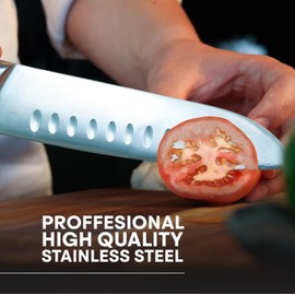 MasterChef Chef Knife Set of 3 Professional Quality Kitchen Knives (Chef, Santoku & Paring) for Precision Home Cooking, High Carbon Stainless Steel Blades & Triple Riveted Handles