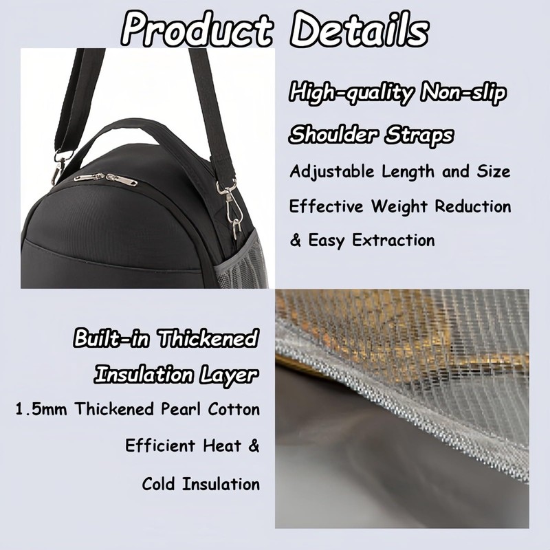 Taoluwin Insulated Lunch Bag, Semi-Circle Thermal Lunch Tote Bag with