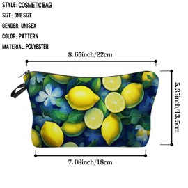 Livel lhood Lemon Makeup Bag Yellow Lemon Pattern Small Cute Organizer Bag Zipper Pouch Lemon Illustration Print Cosmetic Bag Present for Women Friends