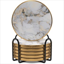 6 piezas posavasos para bebidas absorbentes con soporte. Montaas rusas de piedra con base de corcho. Ideas de regalo                                  