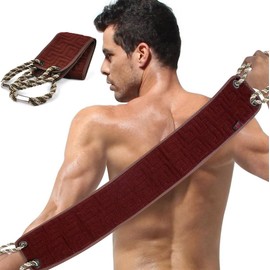 Exfoliating Back Scrubber for Shower, 37 Inches Back Washer with Handles, Soft Shower Bath Scrub, Double-Side Use Exfoliate Washcloth Bath Tool to Scrub Your Body Deeply (Coffee Brown)